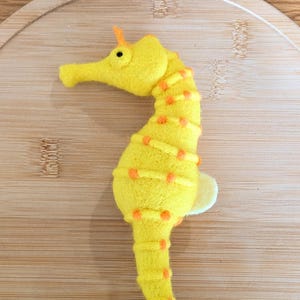 Needle felted seahorse - yellow and orange - 3d wool figure
