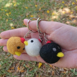 Needle Felted Keychain - Chicken - 3 colours available