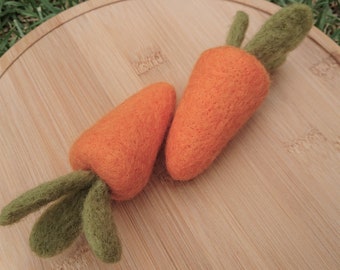 Wool Carrot Pair - Needle Felted Easter Decor / Photo Prop