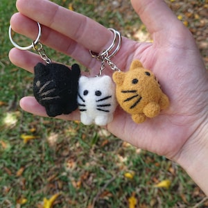 Needle Felted Keychain - Cat - 3 colours available