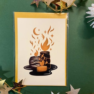 Carte postale illustrée - Bougies de Noël