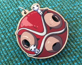 Kodama - Mononoke Mask - Birchwood Charm Necklace - Ghibli