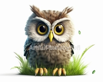 Clipart, 12 Designs, 356 DPI, Owl PNG, Printable,No Background , Commercial Use, Royalty Free, Digital Paper Craft