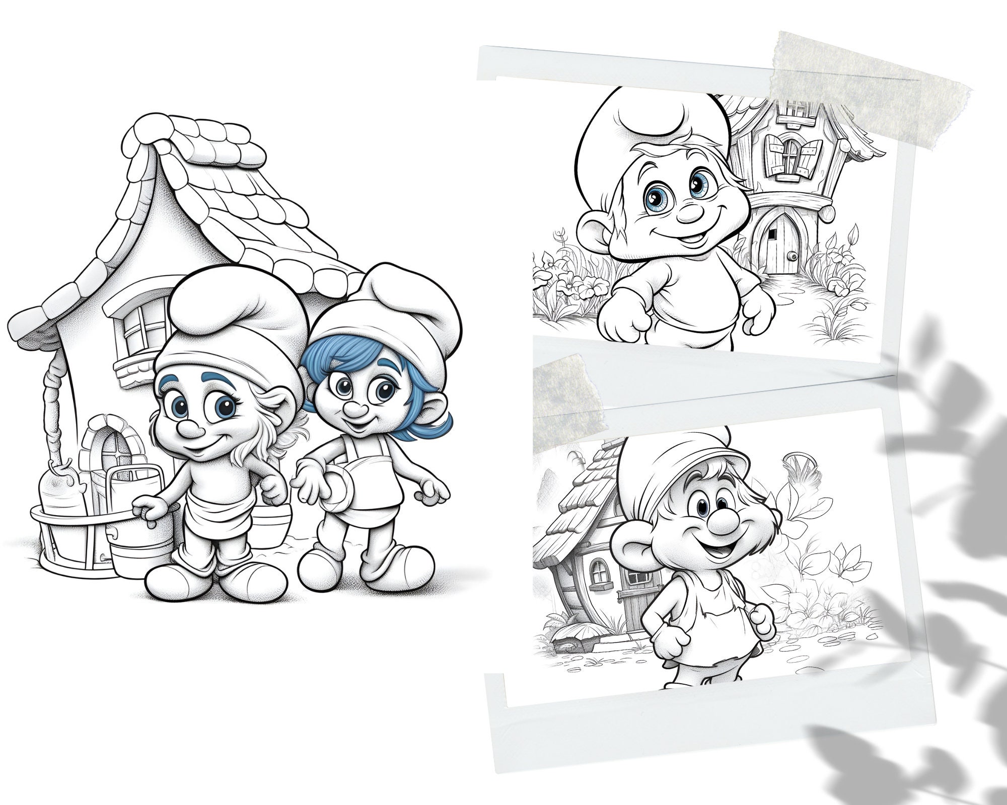 20 Cute Smurfs Coloring Book Adults Kids Coloring Pages, Instant ...