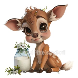 9 Cute Bambi Deer Clipart,  9 Designs, 406 DPI, Printable,No Background, Commercial Use, Royalty Free. Print and create! :)