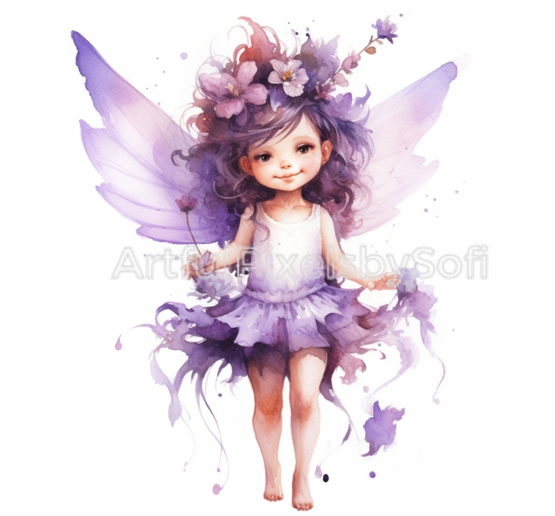 Cute Fairy Watercolor Clipart Bundle, 18 Unique Fairy Friends ...