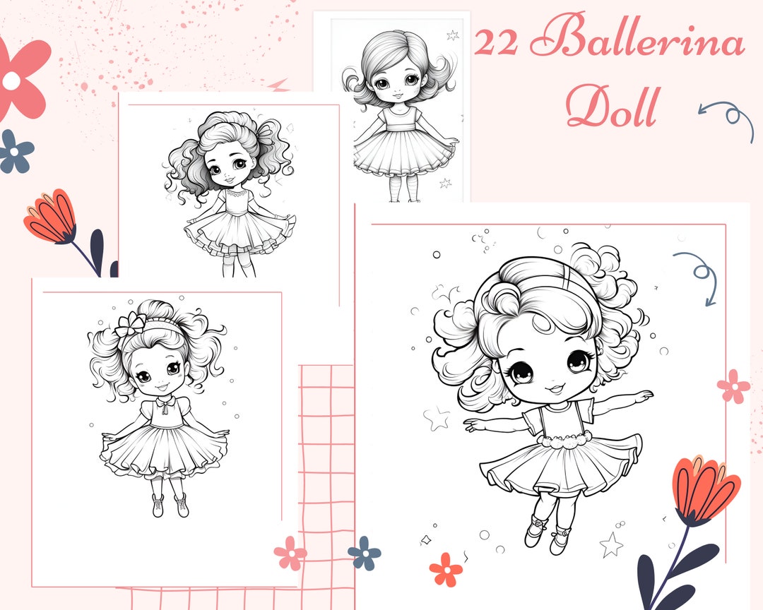 22 Pages Ballerina Doll Coloring Book Adults Kids Coloring Pages ...