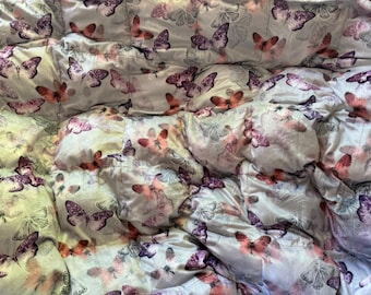 Reversible Butterfly Plush Weighted Blanket, Soft Comforting Anxiety Relief