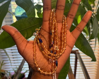 ガラスクリスタル永久ウエストビーズプラスサイズ女性ユニセックスブラックプチクイーンボディ装飾ビーズピンクブルーグリーンホワイト65インチパープル