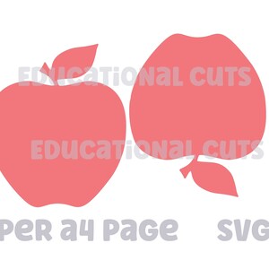 Svg apple.  2 on a A4 page. Quick and easy download templates. Cut file compatible with cricut and silhouette cutting machines