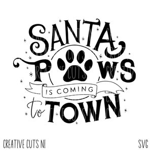 Kerstman poten komt naar de stad svg huisdieren svg kerstmis svg hond kat