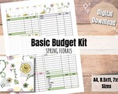 Budget Worksheet | Spring Florals | Paycheck Worksheet | Budget Planner | Expense Tracker| INSTANT DOWNLOAD | PDF | Printable