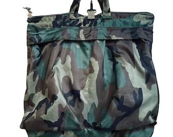 Vintage 90s Y2K Camo Purse Bag Camouflage Nylon Large 18x16 Green Clueless Edit