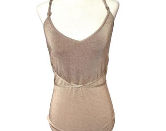 Vtg Y2K Dana Buchman Knit Camisole Sample Size 6 Neutral Taupe Spaghetti Straps