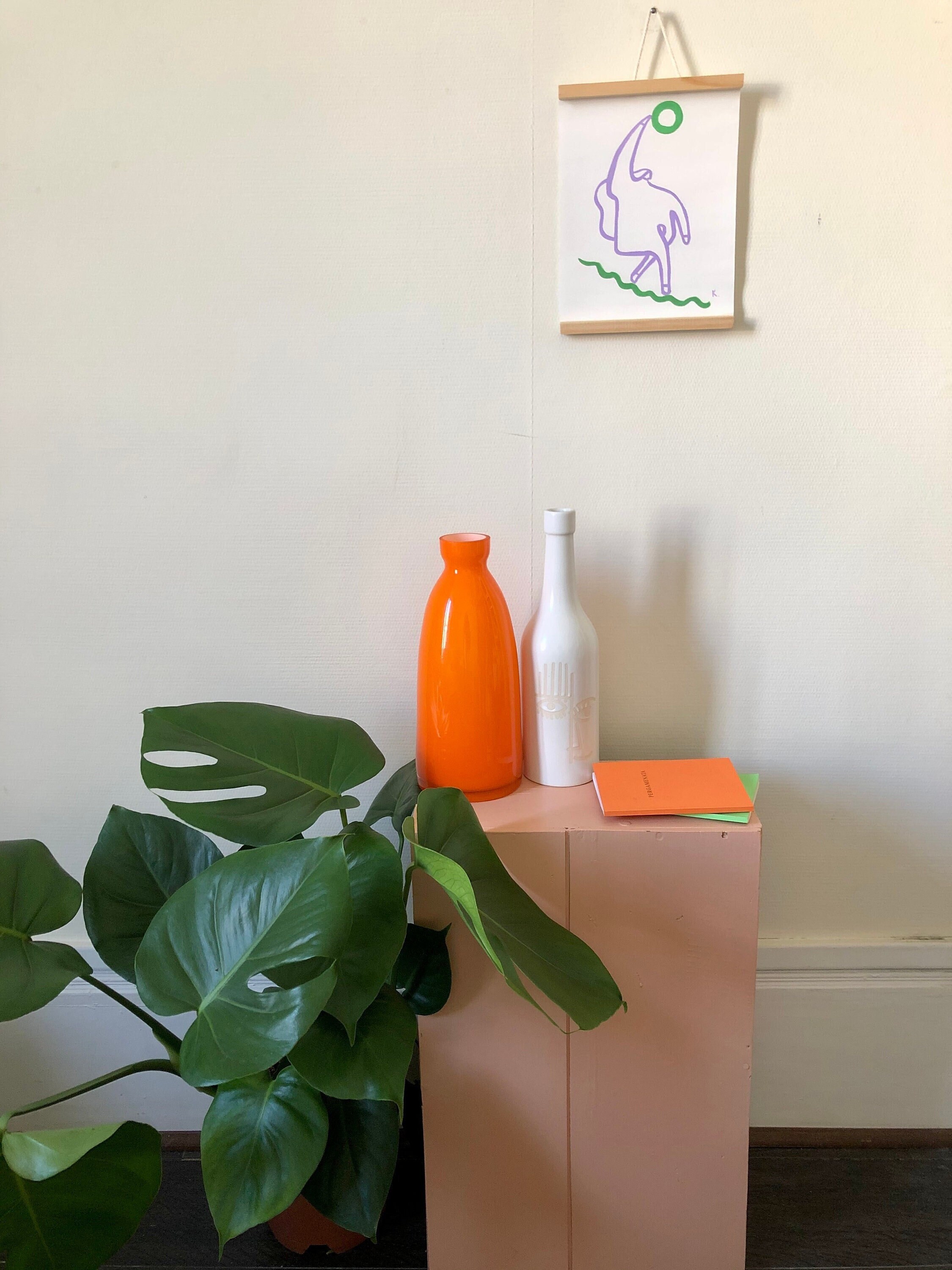 Toile Suspendue avec Cadre en Bois - Illustration Peinte à La Main