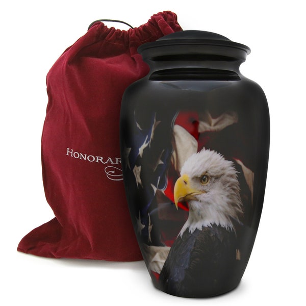 Patriotic Eagle Cremation Urn For Human Ashes With Velvet Bag - Cremation Urn For Adults - Keepsake Urns For Ashes