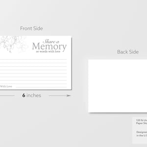 Share A Memory Cards For Funerals - Pack Of 50 Printed Grievance Cards 6x4 Inches