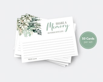 Share A Memory Cards For Funeral, Celebration of Life, Printed Grievance Cards, Ready to Ship, 50 Cards Per Package