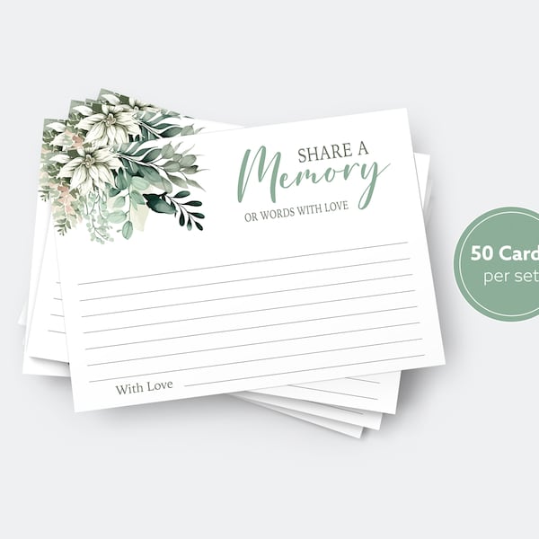 Share A Memory Cards For Funeral, Celebration of Life, Printed Grievance Cards, Ready to Ship, 50 Cards Per Package