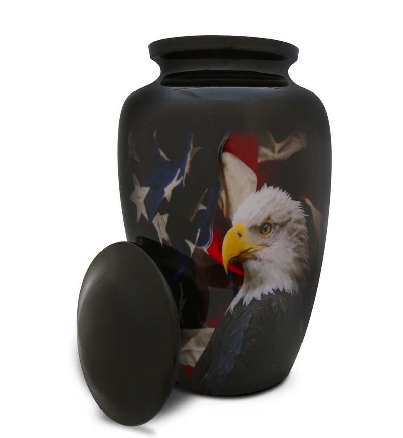 Patriotic Eagle Cremation Urn for Human Ashes With Velvet Bag Cremation