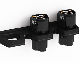 Battery wall mount suitable for WORX 12V batteries / battery mount wall mount (3 batteries) / battery holder