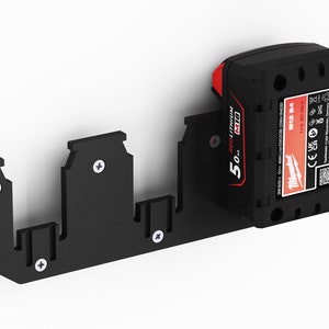 Battery wall mount suitable for Milwaukee batteries M18 / 18V / battery mount Wall mount (3 batteries) incl. screws & dowels