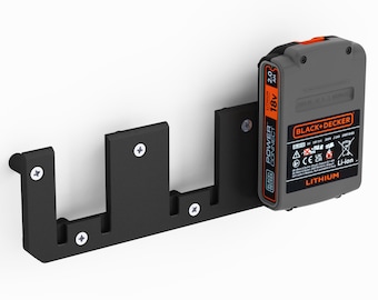 Battery wall mount suitable for Black+Decker batteries 18V / battery mount wall mount (3 batteries) including screws and dowels