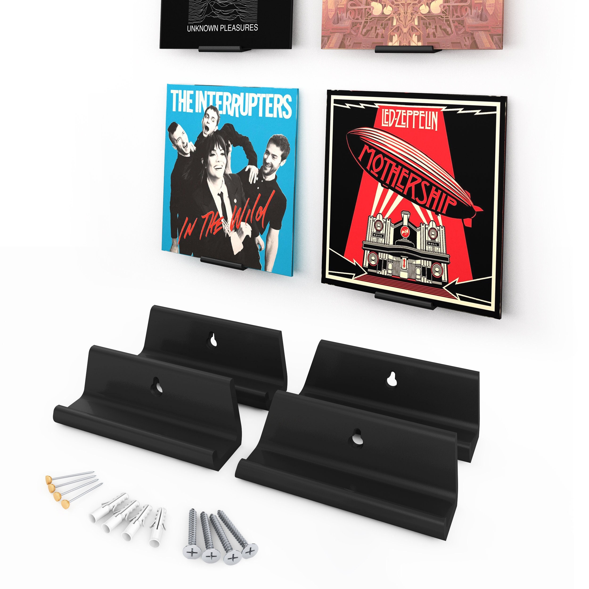 QWORK® 6 Pezzi Portadischi in Vinile, Espositore da Parete in Acrilico per Dischi in Vinile, Foto, Libri, Opere d'Arte, Trucco (10x3,5x3 cm