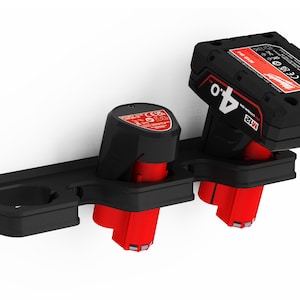 Battery wall mount suitable for Milwaukee M12 batteries (12V) / battery holder wall mount (3 batteries) / battery holder