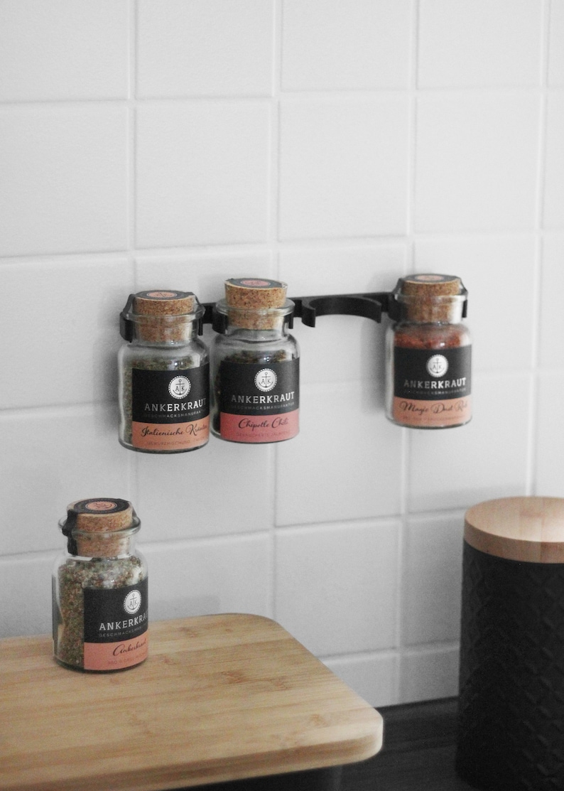 Spice rack for anchor herb spices for 4 spice jars hanging for cabinet door or wall floating shelf / hanging shelf spice cans image 3