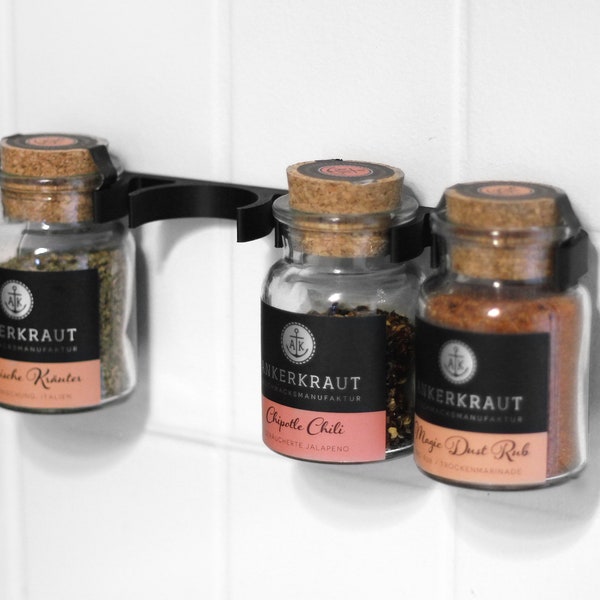 Spice rack for anchor herb spices - for 4 spice jars - hanging - for cabinet door or wall - floating shelf / hanging shelf spice cans