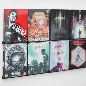 DVD and Blu-ray bar, wall mount, display shelf (for 8 films), steelbook, holder, wall mount, video games