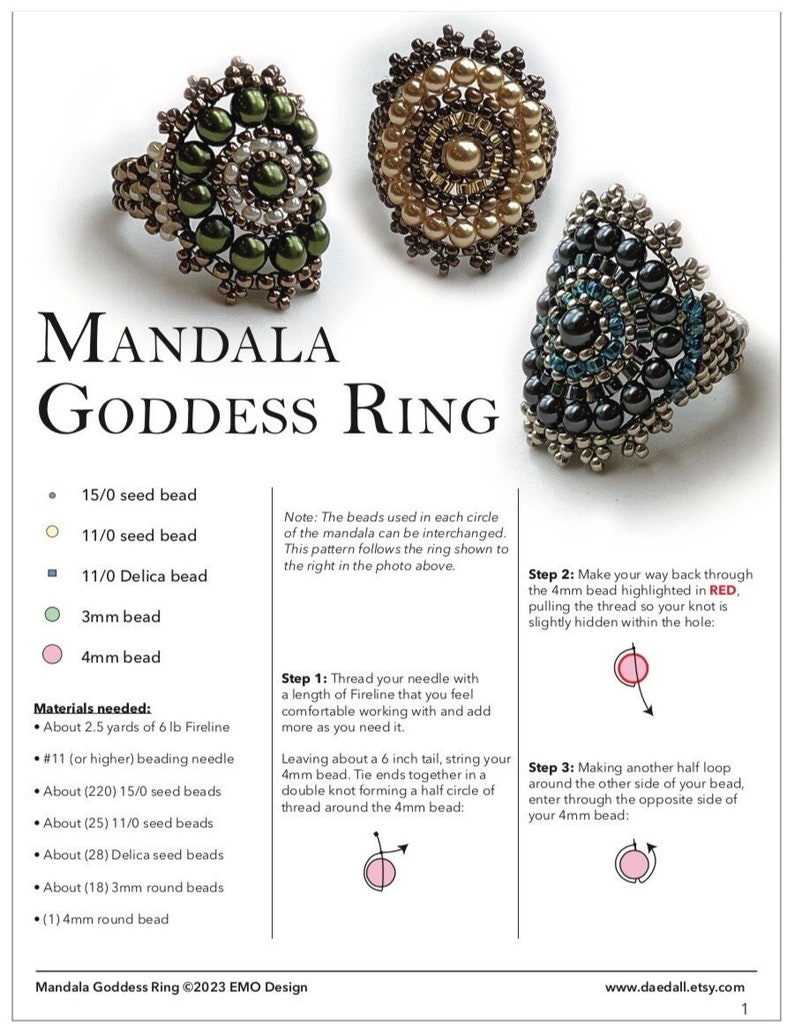 BEADING TUTORIAL Mandala Goddess Ring image 1