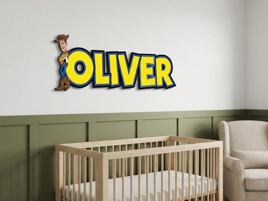 Custom Wooden Toy Story Name Sign - Cowboy Nursery Kids Room Wood Wall ...