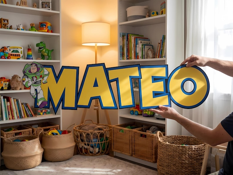 Custom Wooden Toy Story Name Sign - Cowboy Nursery Kids Room Wood Wall ...