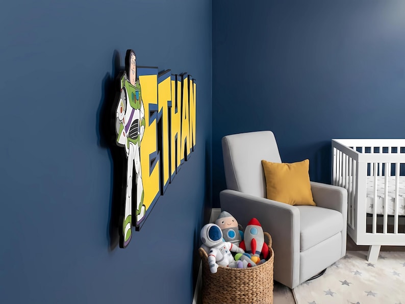 Custom Wooden Toy Story Name Sign - Cowboy Nursery Kids Room Wood Wall ...