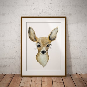 Stampe d'arte in edizione limitata - Disegno ad acquerello di capriolo - Animali della fauna selvatica, Illustrazione, Realistico, fauna selvatica, cartolina, biglietto di compleanno