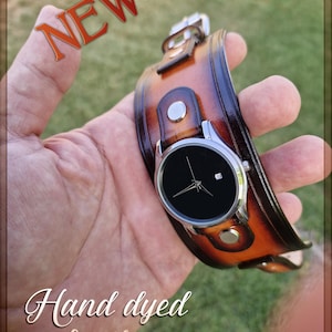 Handcrafted Leather Steampunk Wristwatch, Leather Cuff Watch,  Made with meticulous care and high quality vegetable tanned leather