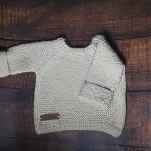 Baby oversize sweater hand-knitted with pure alpaca wool in three sizes Unisex Knitted sweater handmade image 6