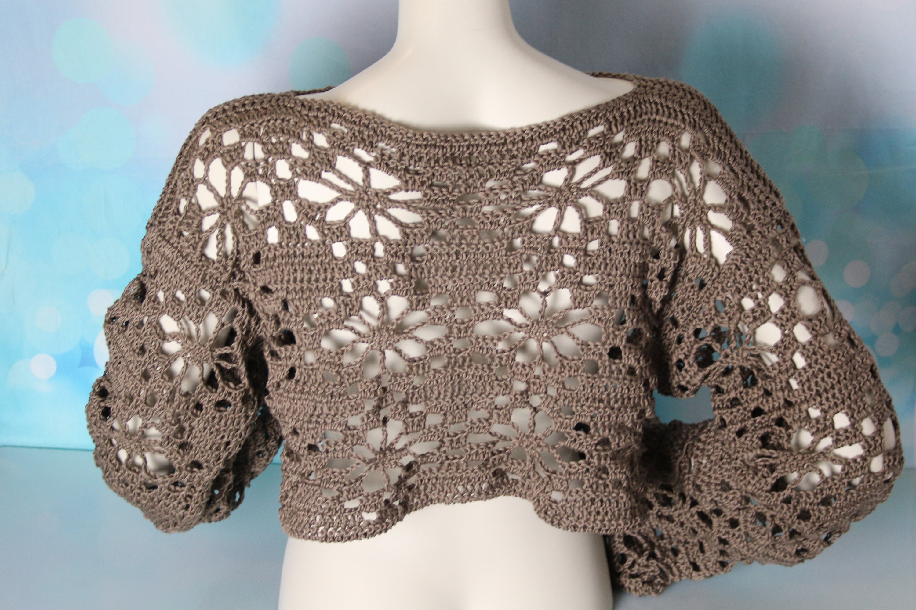 Strickoberteil Kurzärmlig Lässig - Häkelpullover Sommer Top Damen