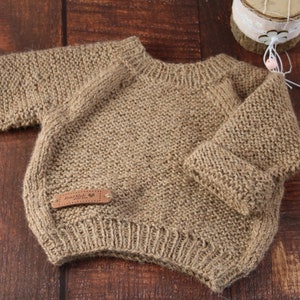 Baby oversize sweater hand-knitted with pure alpaca wool in three sizes Unisex Knitted sweater handmade image 1