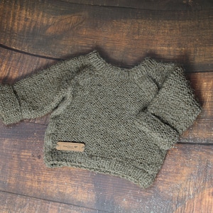 Baby oversize sweater hand-knitted with pure alpaca wool in three sizes Unisex Knitted sweater handmade image 5