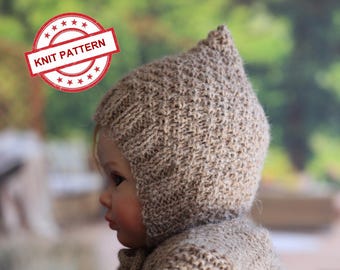 Pixi Bonnet PDF knitting pattern in English and German, instantly downloadable, for knitting yourself with many pictures and diagrams