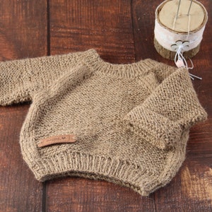 Baby oversize sweater hand-knitted with pure alpaca wool in three sizes Unisex Knitted sweater handmade image 4