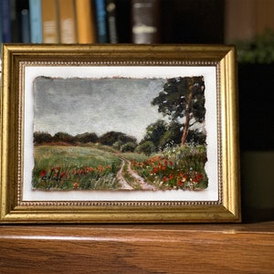 RURAL LANDSCAPE original painting countryside road flowers trees woods art forest scene gallery wall art UNFRAMED image 3