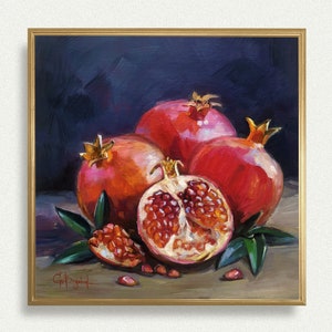 Pomegranate fine art print fruit wall art food artwork red pomegranates kitchen decor unframed