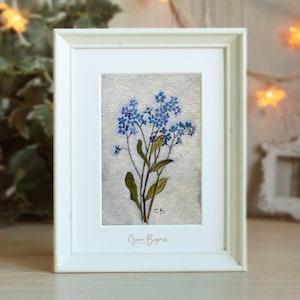 FORGET-ME-NOT original painting blue filed flowers botanical art wildflower unframed image 5