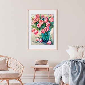 Pink tulips wall art