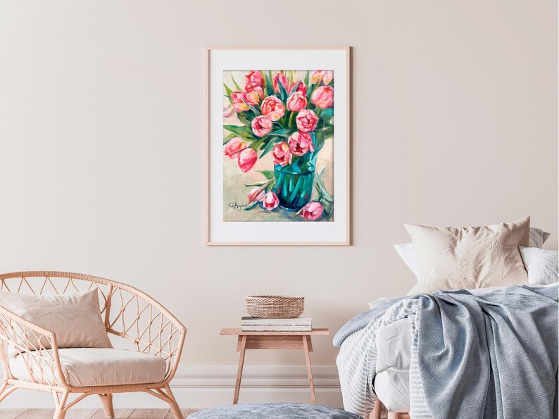 Pink tulips wall art