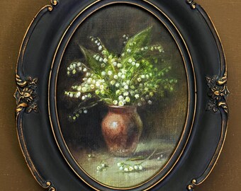 Custom Order for Maggie - Lily of the Valley Painting, Floral Still Life